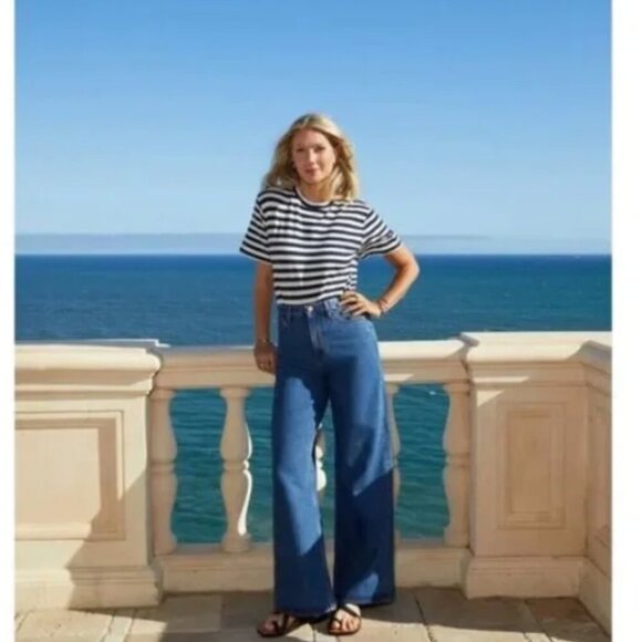 Goop G. The Label High Rise Wide Leg Sailor Jeans Gwyneth Paltrow Size 29